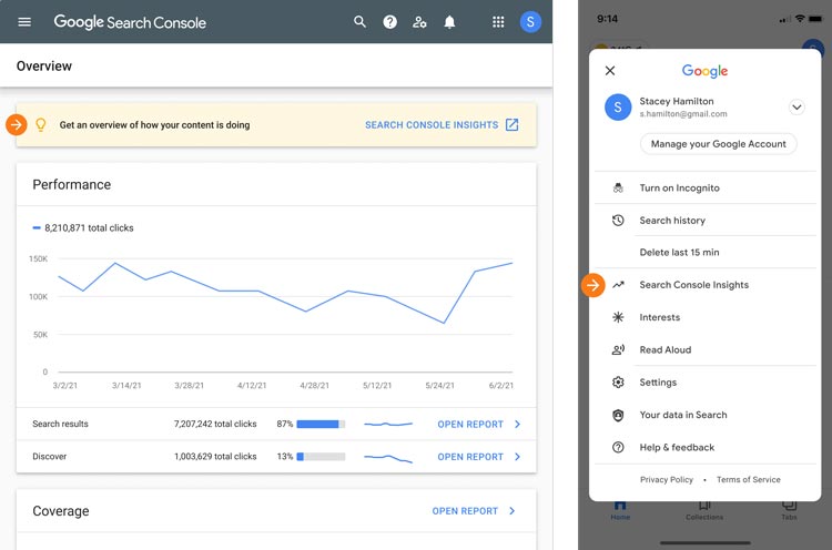 Google Search console insights