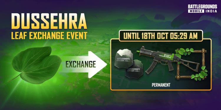 BGMI Dussehra Event, Claim Permanent UMP45 Skin & Leaf Avatar Frame Reward