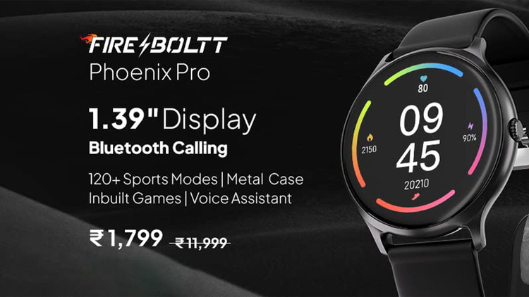 Fire-Boltt Phoenix Pro Smartwatch with 1.39″ Display, BT Calling, HR & SpO2 Sensor