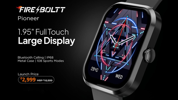 Fire-Boltt Pioneer Smartwatch with 1.95″ Display, BT Calling, SpO2 & HR Sensor