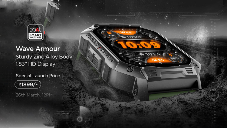 boAt Wave Armour Smartwatch with 1.83″ HD Display, BT Calling, SpO2