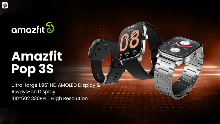 Amazfit Pop 3S Smartwatch with 1.96″ AMOLED Display, BT Calling, 24hrs HR & SpO2
