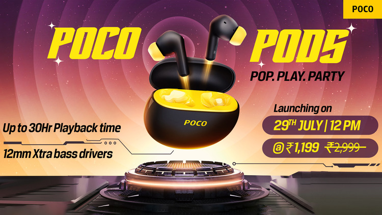 POCO PODS TWS Earbuds with 12mm Driver, ENC, IPX4, 30hrs Playtime