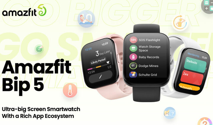 Amazfit Bip 5 Smartwatch with 1.91″ AMOLED Display, Always-on Display, BT Calling