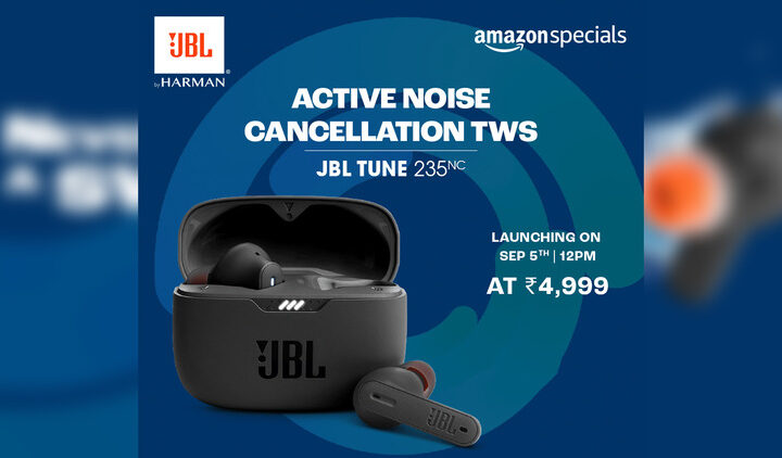 JBL Tune 235NC Earbuds with 6mm Driver, ANC, IPX4, Up to 40hrs Playtime